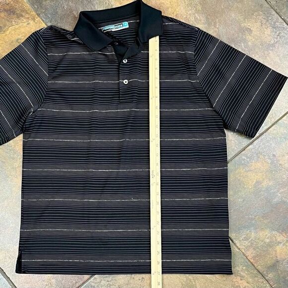 Roundtree & Yorke Performance Thin Horizontal Stripes Polo Shirt Medium - Picture 4 of 8